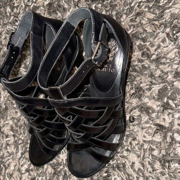 Vince Camuto Black Patent Leather High-Heeled Sandals - Picture 3 of 9